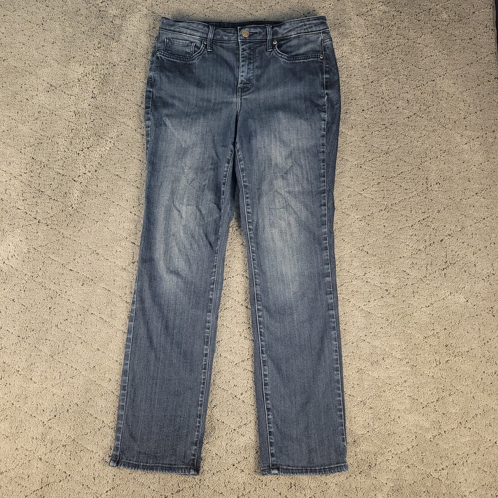 NYDJ Jeans Womens 6 Blue Sheri Slim Straight Lift Tuck Dark Wash Sure Stretch